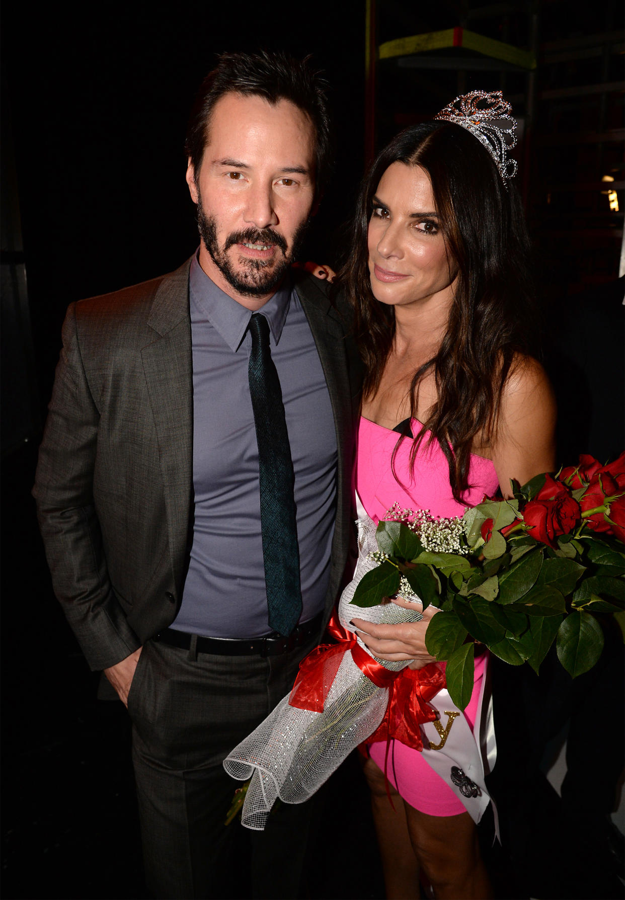 CULVER CITY, CA - JUNE 07:  Actors Keanu Reeves (L) and Sandra Bullock attend Spike TV's 