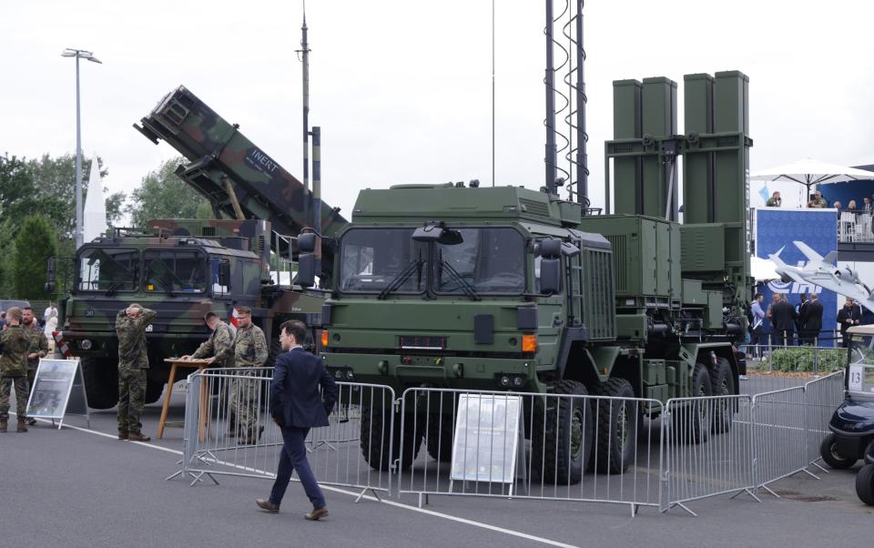 The Iris-T air defence system, right, and the Patriot system