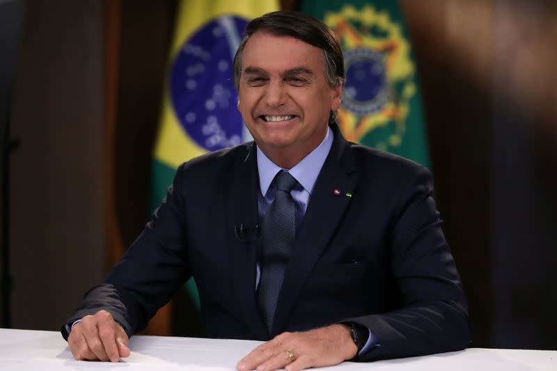 Brazil's President Jair Bolsonaro is seen during a pre-recorded address to the 75th annual U.N. General Assembly in Brasilia