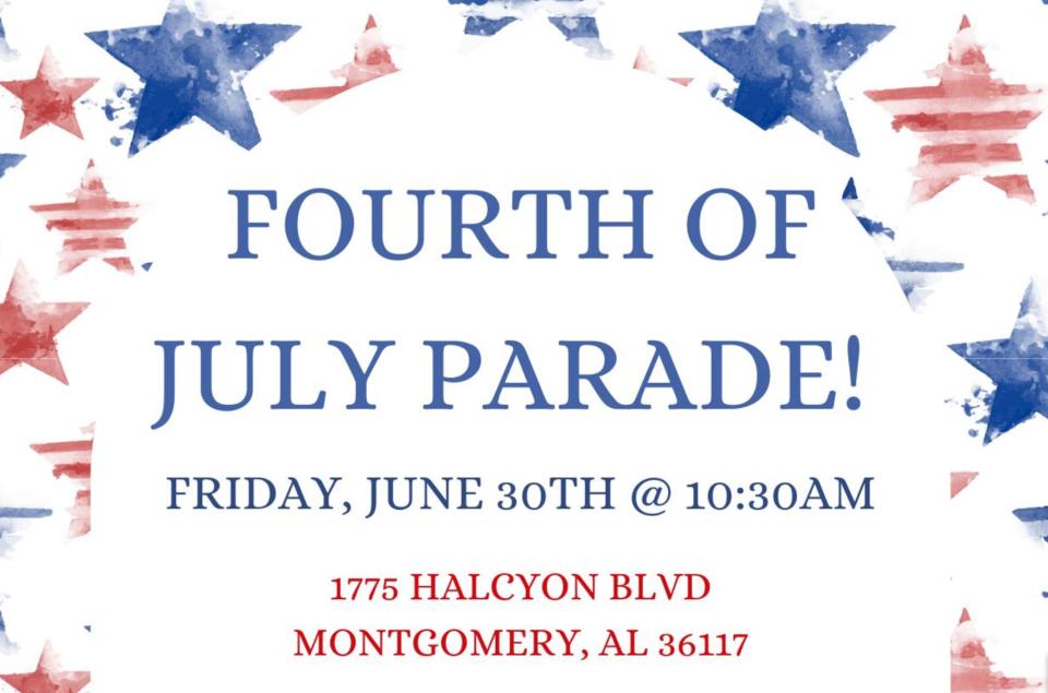 Join in the Fourth of July Parade on June 30 in Montgomery.