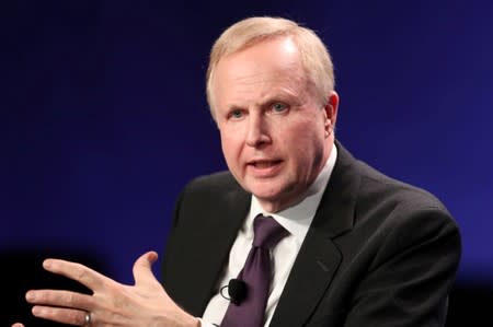 FILE PHOTO: Bob Dudley, Group Chief Executive of BP, speaks at the 2019 Milken Institute Global Conference in Beverly Hills