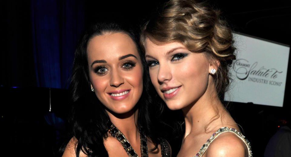 Katy Perry and Taylor Swift at the 52nd Annual GRAMMY Awards - Salute To Icons Honouring Doug Morris held at The Beverly Hilton Hotel on January 30, 2010 in Beverly Hills, California. (WireImage)