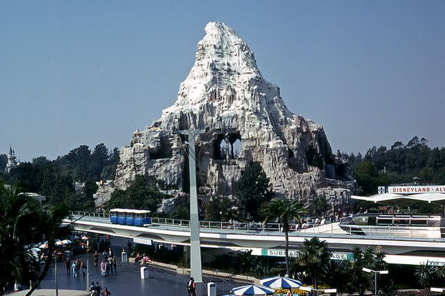 <p>Walter Leporati/Getty</p> The Matterhorn Bobsleds attraction at Disneyland, Anaheim, California, October 4, 1973.