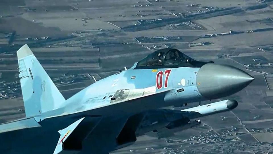 PHOTO: A Russian fighter flies dangerously close to a U.S. MQ-9 before deploying flares from a position directly over an MQ-9 drone on a defeat-ISIS mission in Syria, July 23, 2023. (U.S. Air Force)