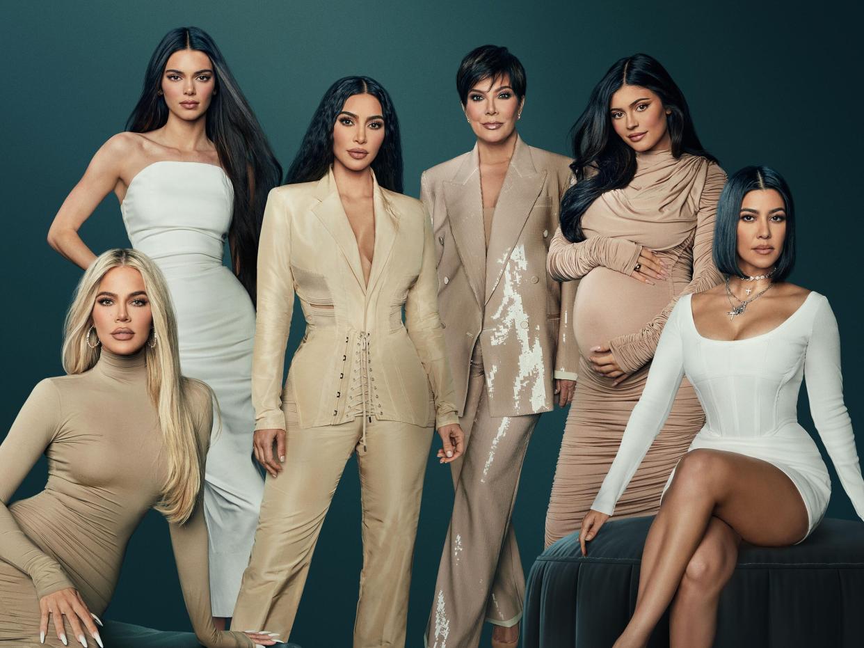 khloé, kendall, kim, kris, kylie, and kourtney in promotional art for the kardashians on hulu