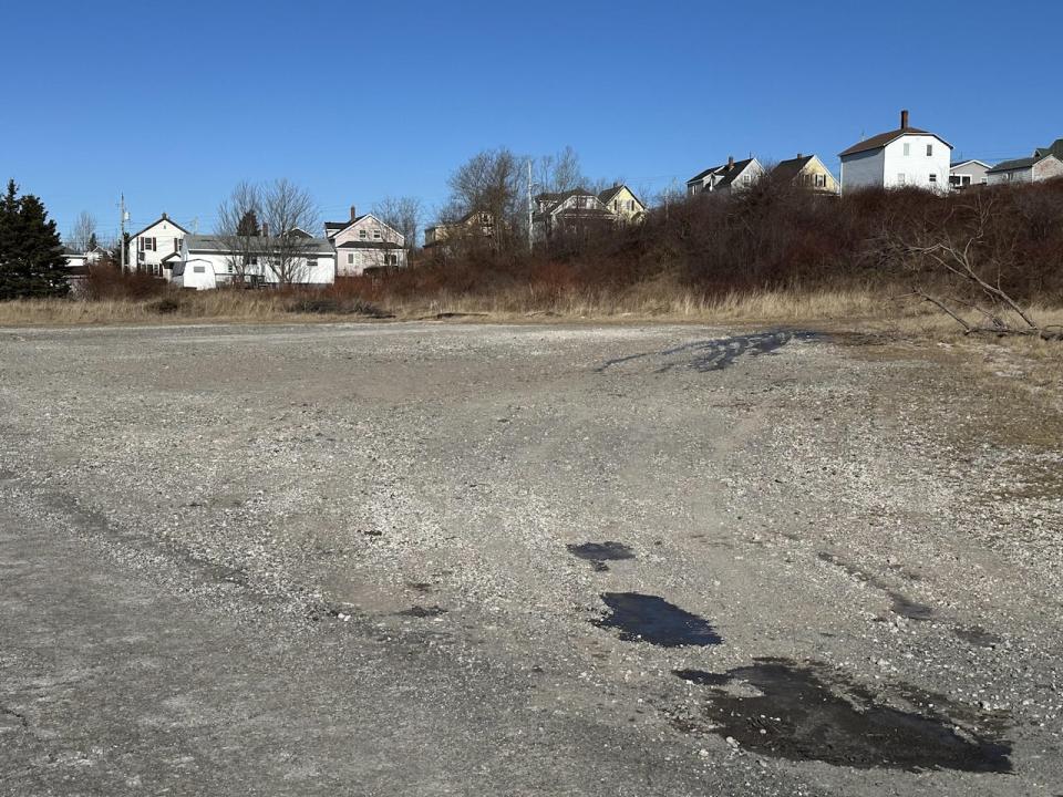 Former Sydney Steel parking lot in Whitney Pier, N.S., where 30 temporary sleeping units for people who are homeless are to be erected.