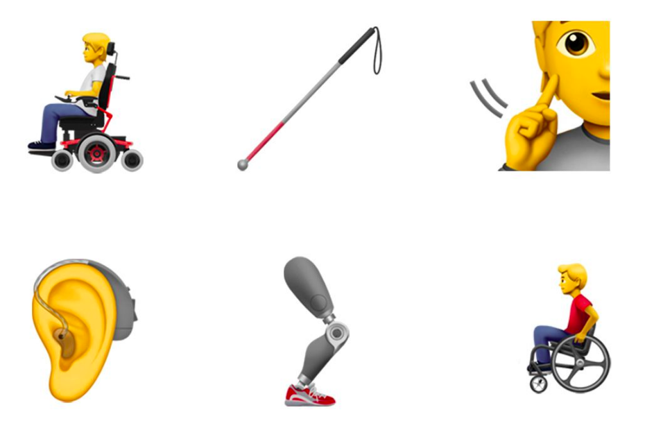The Emoji update includes some new representations of various disabilities [Photo: Emojipedia]