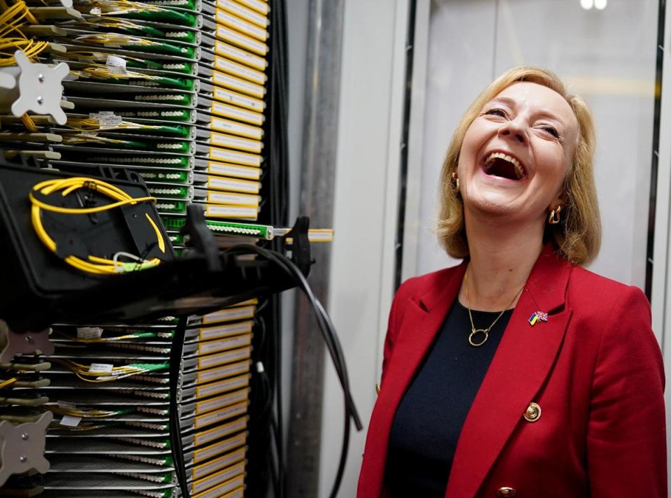 28 July 2022: Liz Truss during a visit to a broadband interchange company in Leeds, as part of her campaign to be leader of the Conservative Party and the next prime minister (PA)