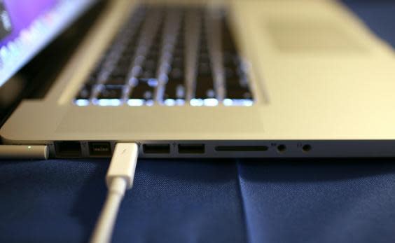 Apple's MacbookPro laptop that uses Intel's Thunderbolt (KIMIHIROHOSHINO/AFPvia Getty Images)