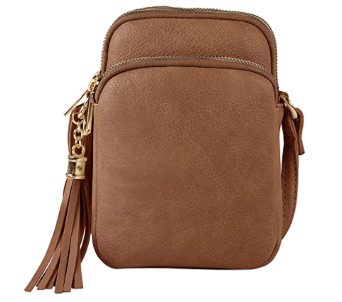 MALI+LILI, Women's Josie Stylish Lightweight Triple Compartment Cellphone Crossbody Bag With Tassel