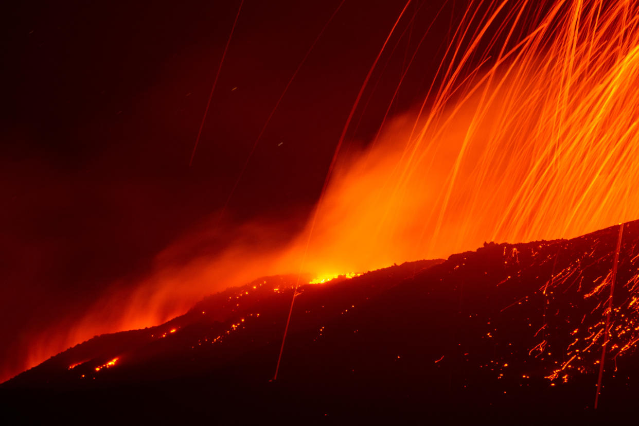 Mount Etna, the highest active volcano in continental Europe, erupted again, spewing ash and molten lava in Catania, Italy on Aug. 15.