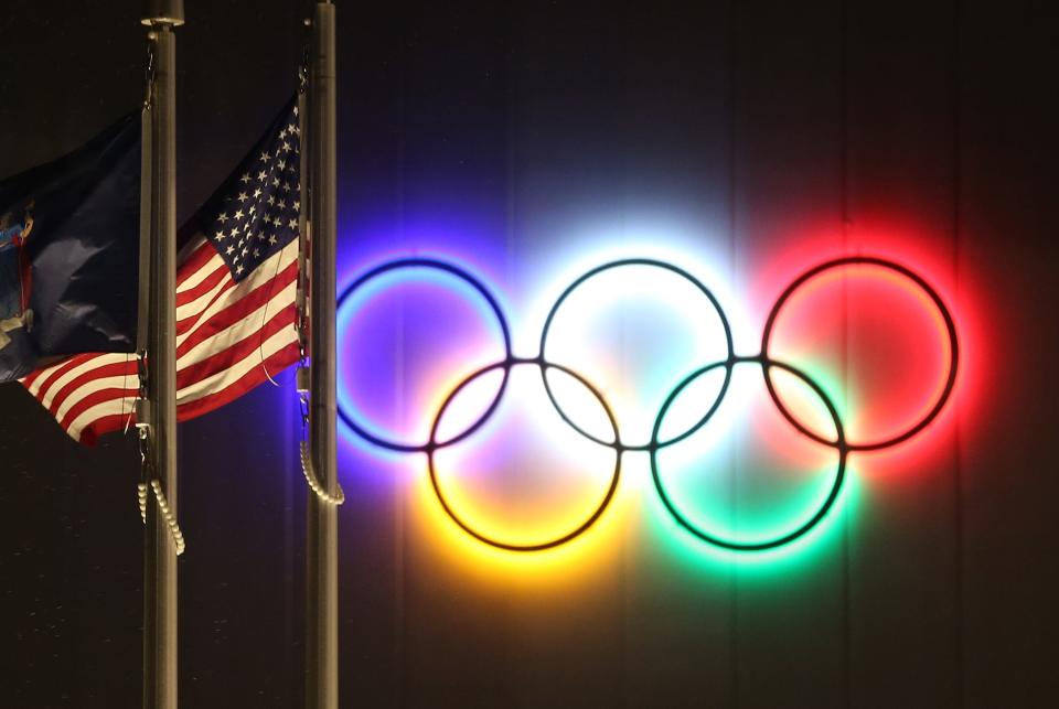 The Olympic Rings outside the Olympic Center on Main Street in Lake Placid Jan. 9, 2023. The FISU World University Games will begin this weekend in Lake Placid. 