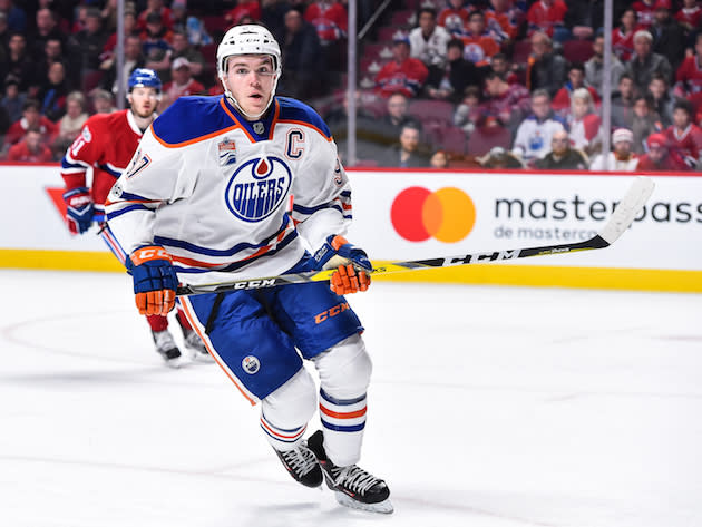 MONTREAL, QC – FEBRUARY 05: Connor McDavid #97 of the Edmonton Oilers skates during the NHL game against the Montreal Canadiens at the Bell Centre on February 5, 2017 in Montreal, Quebec, Canada. The Edmonton Oilers defeated the Montreal Canadiens 1-0 in a shootout. (Photo by Minas Panagiotakis/Getty Images)