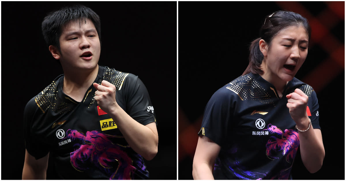 WTT Singapore Smash defending singles champions Fan Zhendong (left) and Chen Meng. (PHOTOS: Getty Images)