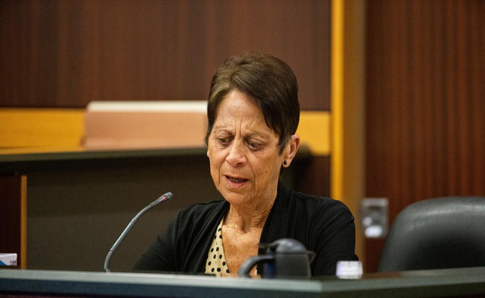 Jan Cornell, the mother of Robin Cornell takes the stand during the trial for Joseph Zieler on Tuesday, May 16, 2023. Zieler is accused in the brutal murders of Robin, 11, and CornellÕs roommate Lisa Story. 