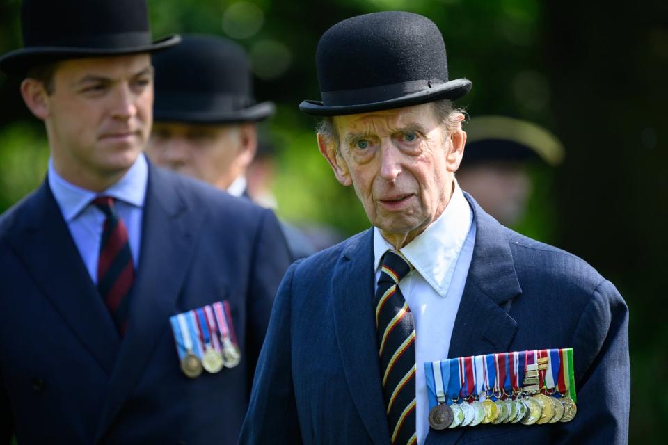 Prince Edward, Duke of Kent is seen during the Combined Cavalry Parade service at Hyde Park on May 14, 2023 (Getty Images)