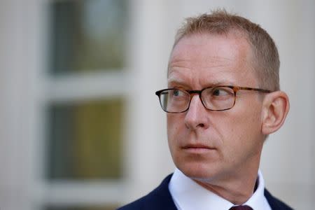 FILE PHOTO: Mark Johnson, a British citizen who at the time of his arrest was HSBC's global head of foreign exchange cash trading, exits following a hearing at the U.S. Federal Court in Brooklyn, New York, U.S. on August 29, 2016. REUTERS/Brendan McDermid/File Photo