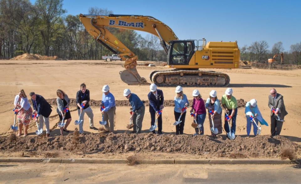 Neshaminy School Board members and school district officials break ground Thursday for the new $51 million elementary school to be built adjacent to the Maple Point Middle School at the intersection of Langhorne-Yardley and Woodbourne roads in Middletown.