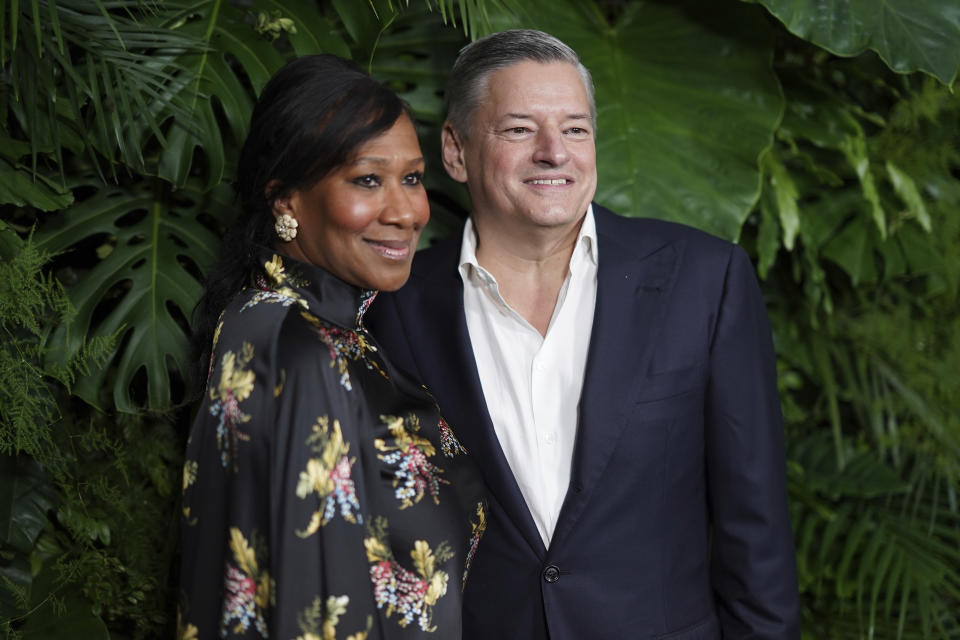 From left, Nicole Avant and Ted Sarandos arrive at Chanel's 15th Annual Pre-Oscar Awards Dinner on Saturday, March 9, 2024, at the Beverly Hills Hotel in Los Angeles. (Photo by Jordan Strauss/Invision/AP)