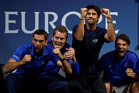 Tennis - Laver Cup - 3rd Day - Prague, Czech Republic - September 24, 2017 - Members of team Europe react during the match. REUTERS/David W Cerny