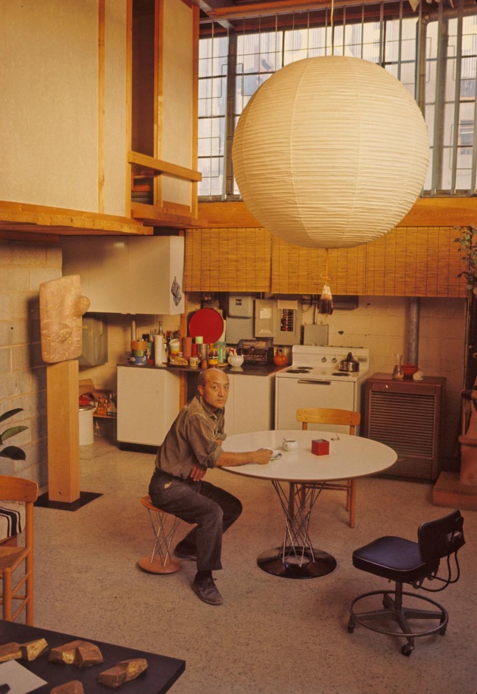 Noguchi in his Queens Studio, New York, 1964 (Dan Budnik)