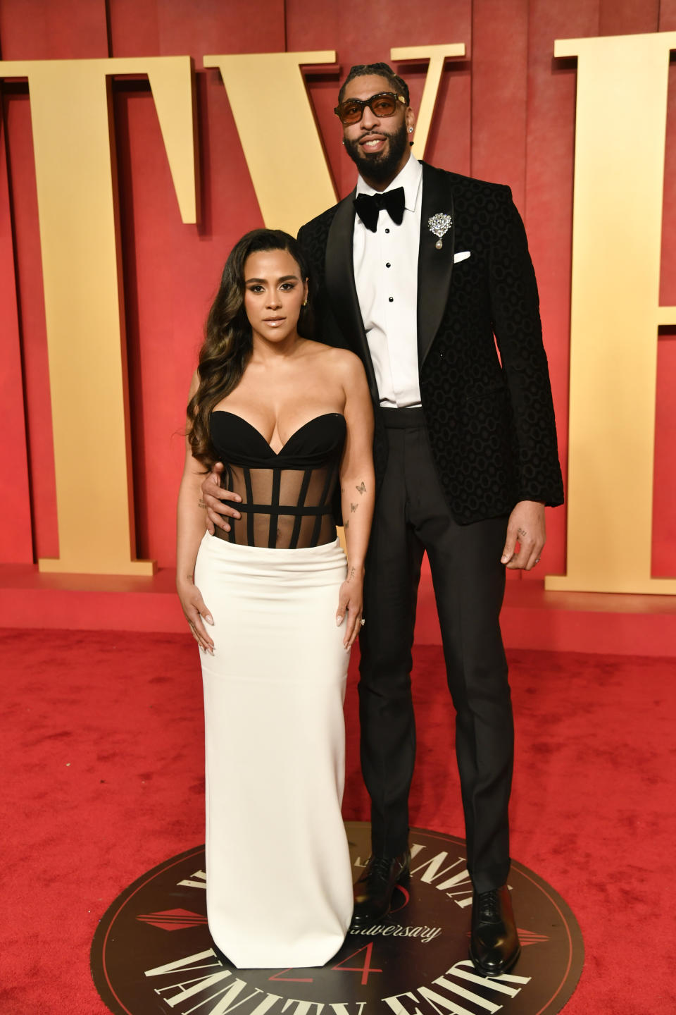 Los Angeles Lakers Anthony Davis and wife, Marlen Davis, arrive at the Vanity Fair Oscar Party on Sunday, March 10, 2024, at the Wallis Annenberg Center for the Performing Arts in Beverly Hills, Calif. (Photo by Evan Agostini/Invision/AP)