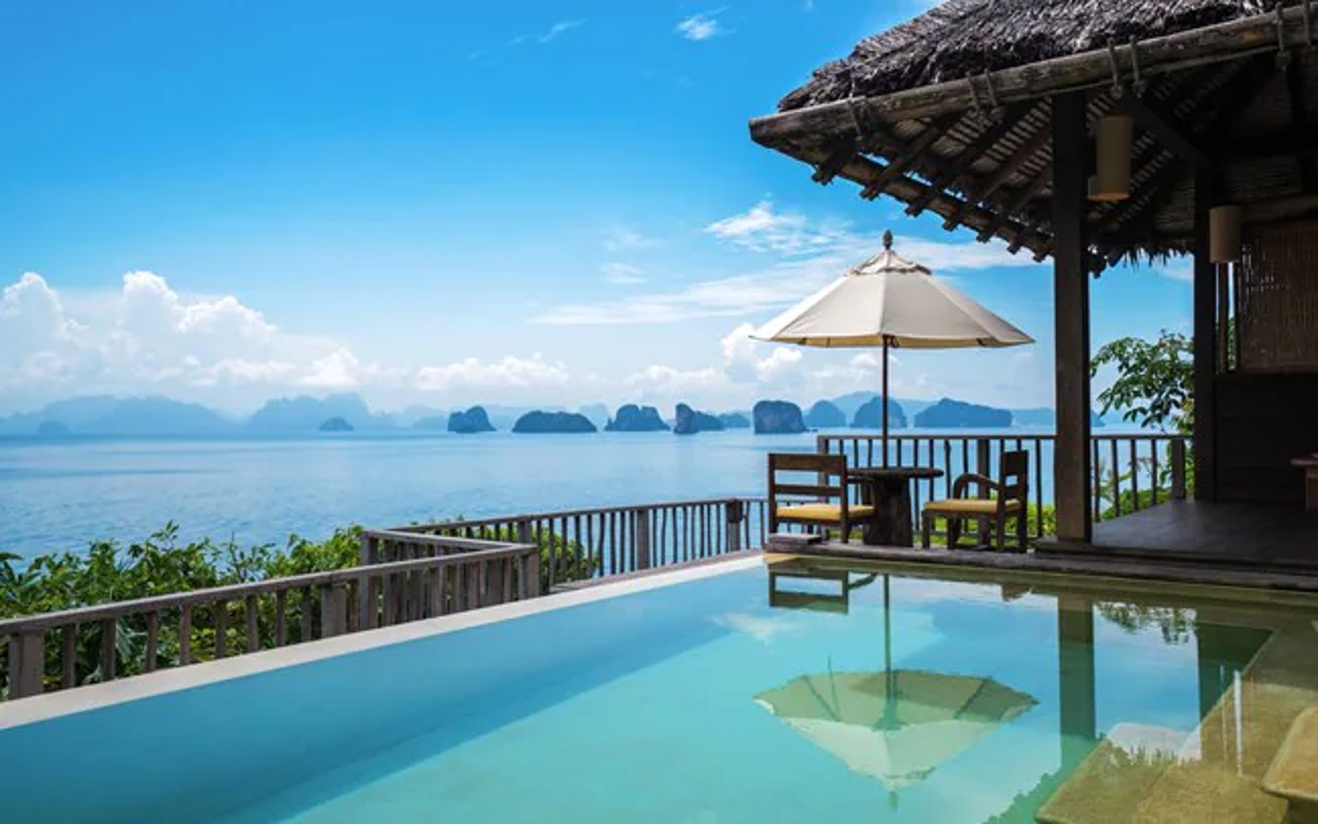 Relax in a villa pool with panoramic views of Phang Nga Bay (Six Senses Yao Noi)