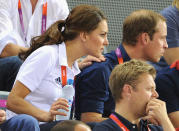 Catherine, Duchess of Cambridge and Prince William, Duke of Cambridge look on during Day 6 of the London 2012 Olympic Games at the Velodrome. (Photo by Pascal Le Segretain/Getty Images)