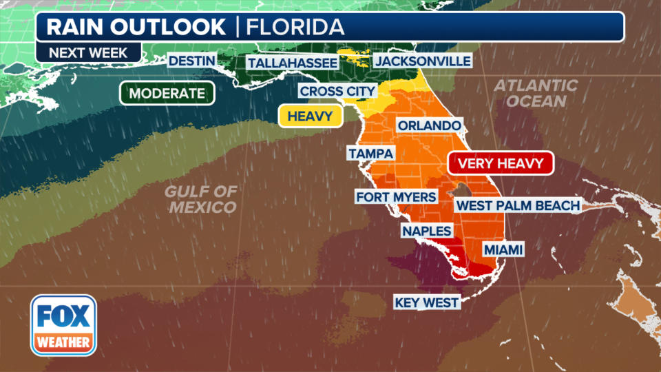 This graphic shows the rain outlook in Florida over the next 10 days.