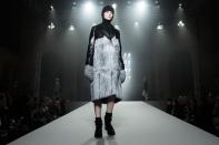 A model walks the runway during the Alexander Wang Fall 2013 fashion show during Fashion Week, Saturday, Feb. 9, 2013, in New York. (AP Photo/John Minchillo)