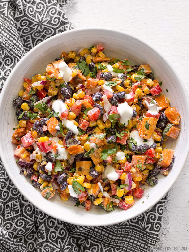 Roasted Sweet Potato Rainbow Salad