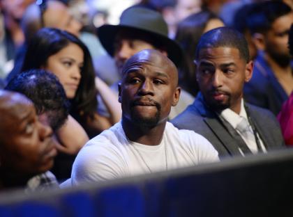 Floyd Mayweather Jr. looks on during Danny Garcia's fight with Robert Guerrero on Saturday. (Getty)