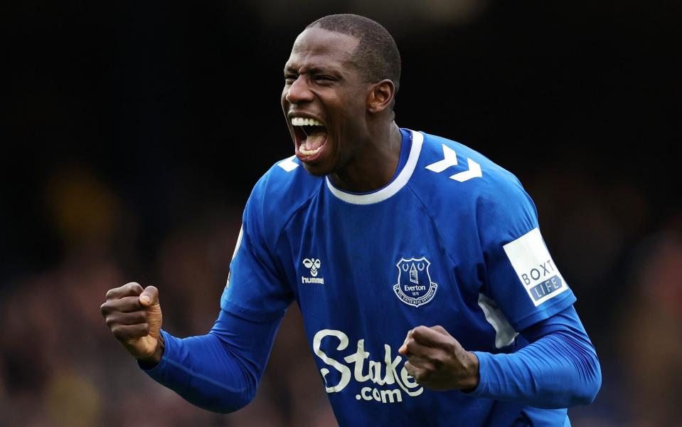 Abdoulaye Doucoure of Everton celebrates following their sides victory after the Premier League match between Everton FC and Arsenal FC - How 'Dycheball' undid Arsenal and can save Everton's season - Clive Brunskill/Getty Images