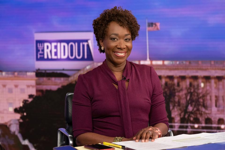 MSNBC's "The Reid Out" host Joy Reid apologized to viewers after she was caught on a hot mic saying an expletive on-air during a Monday night broadcast.