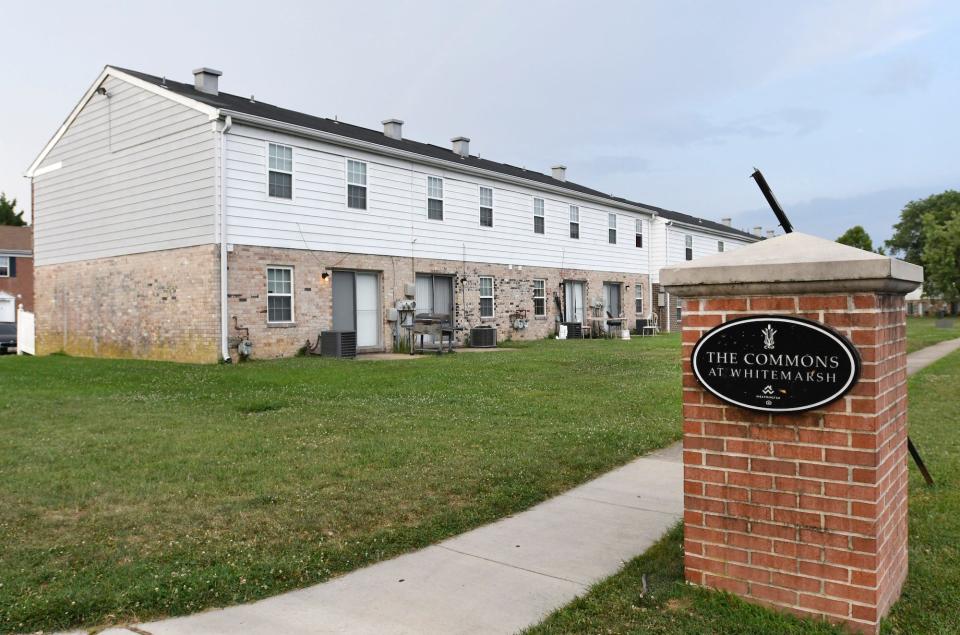 Townhouses stand at The Commons at White Marsh, owned by the Kushner Cos., in Middle River, Md.