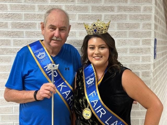 Community leader Charles Austin wins Mr. Karns while granddaughter Lexie Taylor Austin wins Fair Lady at the Karns Fairest of the Fair Pageant at Karns High School on July 8, 2023.