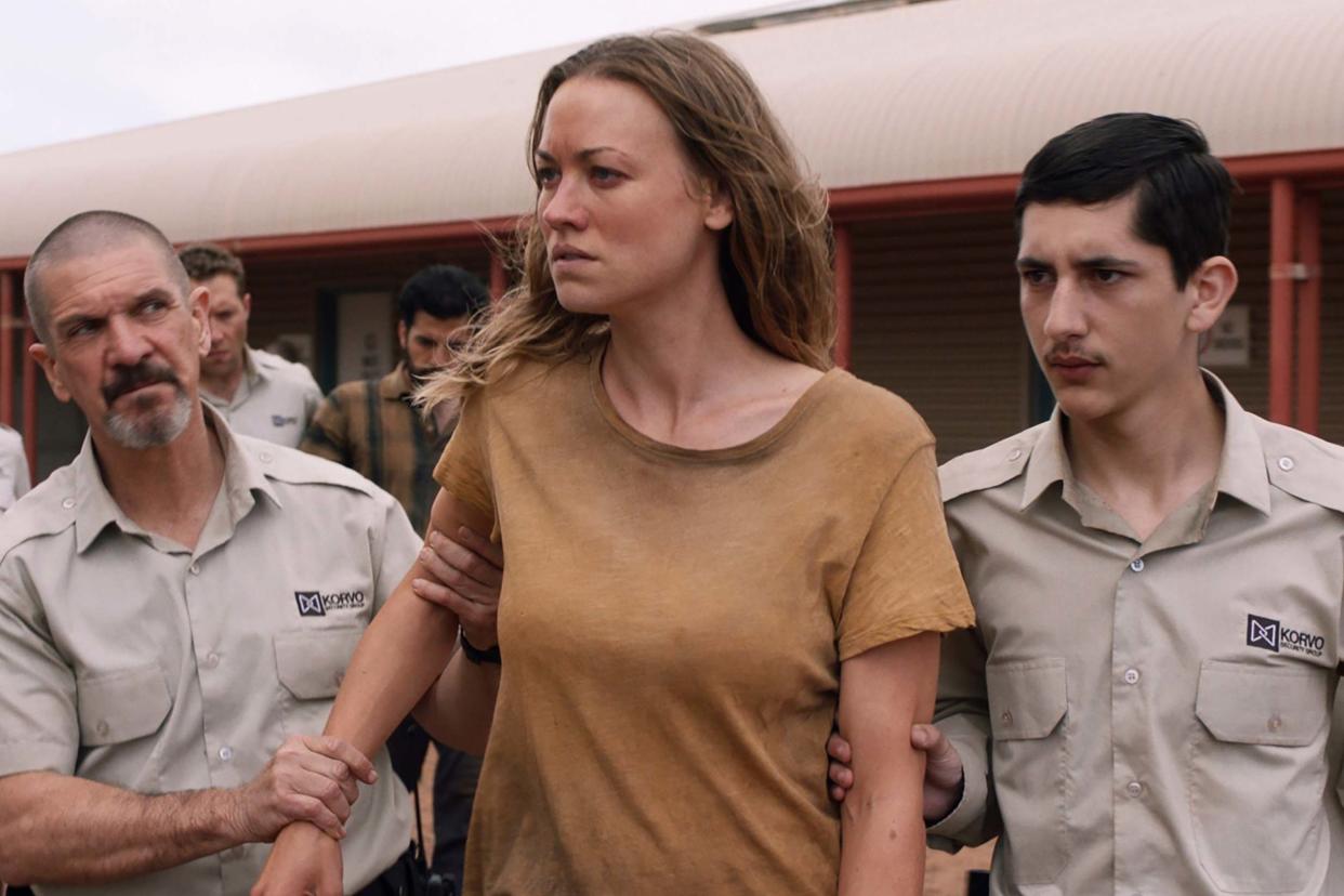 This image released by Netflix shows Syd Brisbane, from left, Yvonne Strahovski and Ewen McMorrine in a scene from "Stateless.": AP