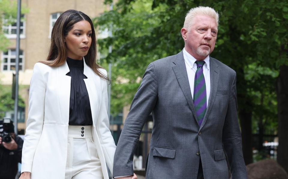 Becker and partner Lilian de Carvalho Monteiro arriving at Southwark Crown Court in April 2022 - Neil Mockford/GC Images