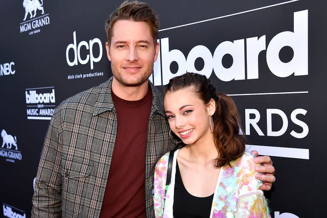 <p>Jeff Kravitz/FilmMagic</p> Justin Hartley and daughter Isabella Hartley attend the 2019 Billboard Music Awards at MGM Grand Garden Arena on May 1, 2019, in Las Vegas, Nevada.
