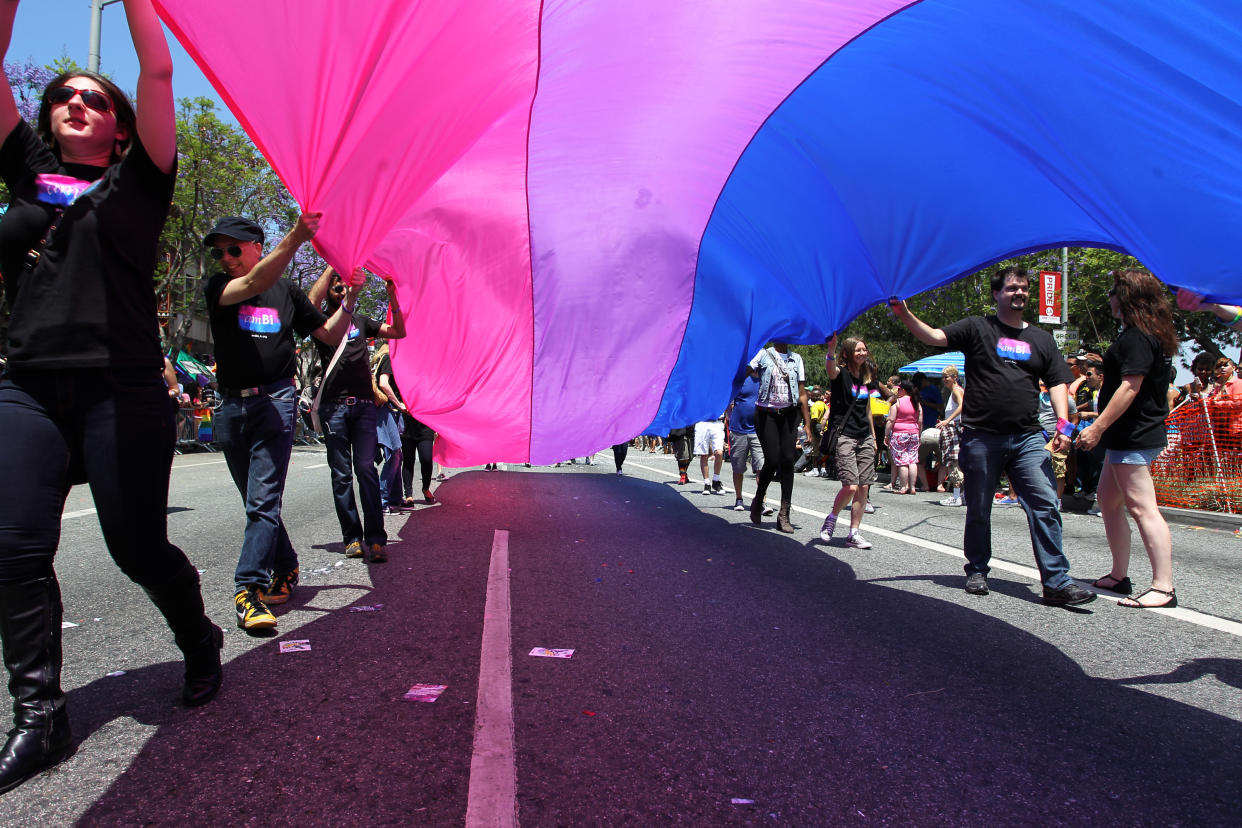 Despite bisexual people accounting for the LGBTQ majority in the U.S., they still face systemic biases fueled by gays and lesbians. (Photo by David McNew/Getty Images)