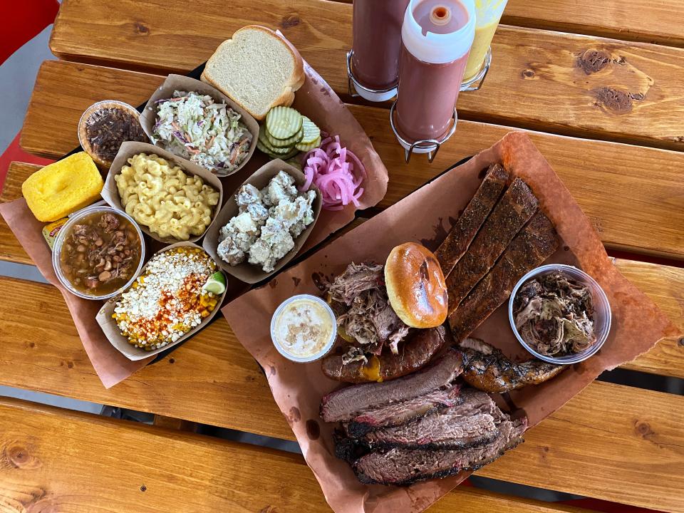 The full complement of offerings at Eric's Family Barbecue in Avondale.