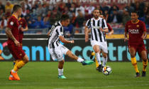 Soccer Football - Serie A - AS Roma vs Juventus - Stadio Olimpico, Rome, Italy - May 13, 2018 Juventus' Paulo Dybala shoots at goal REUTERS/Alessandro Bianchi