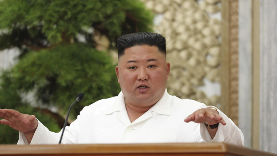 Kim Jong-un talking about the coronavirus. He spoke at a politburo meeting of the Workers' Party.