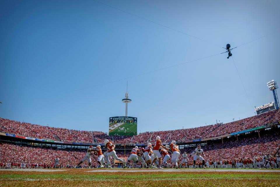 Oklahoma beat Texas 34-30 last October in their final Red River Rivalry matchup as Big 12 schools. They are now SEC rivals as they prepare for Saturday's game at the Cotton Bowl in Dallas.