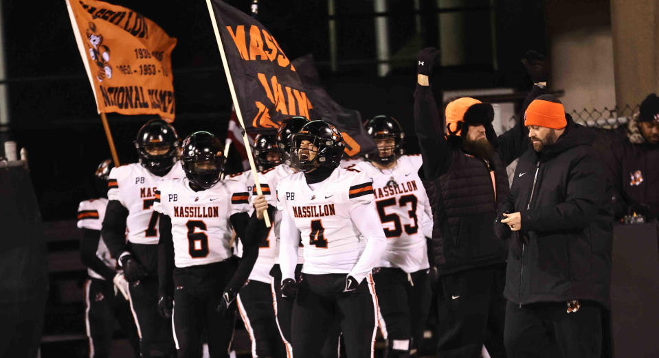 Massillon takes the field before its state semifinal against Anderson.