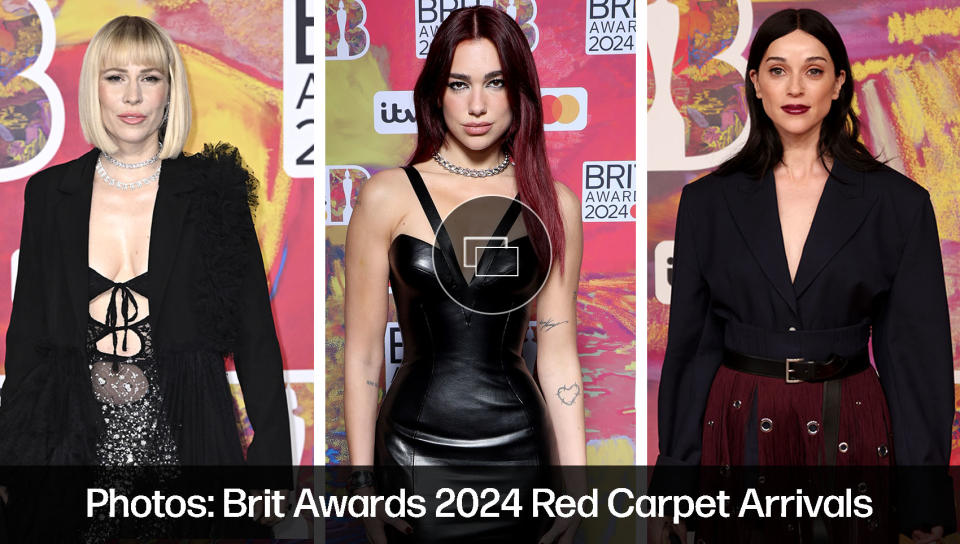 brit awards 2024 red carpet style, dua lipa, natasha bedingfield, st vincent