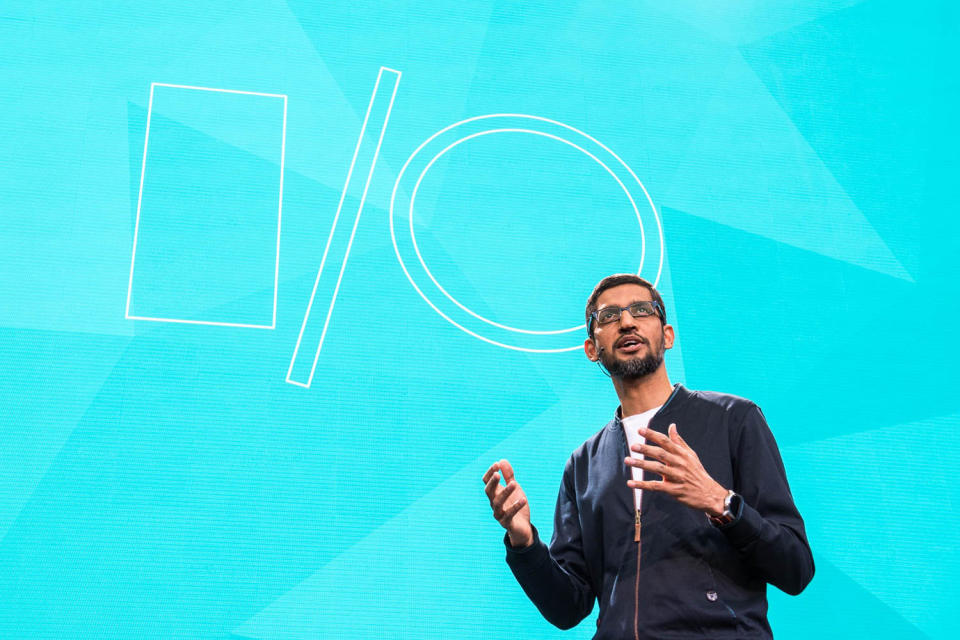 Google CEO Sundar Pichai at the Google I/O Conference.