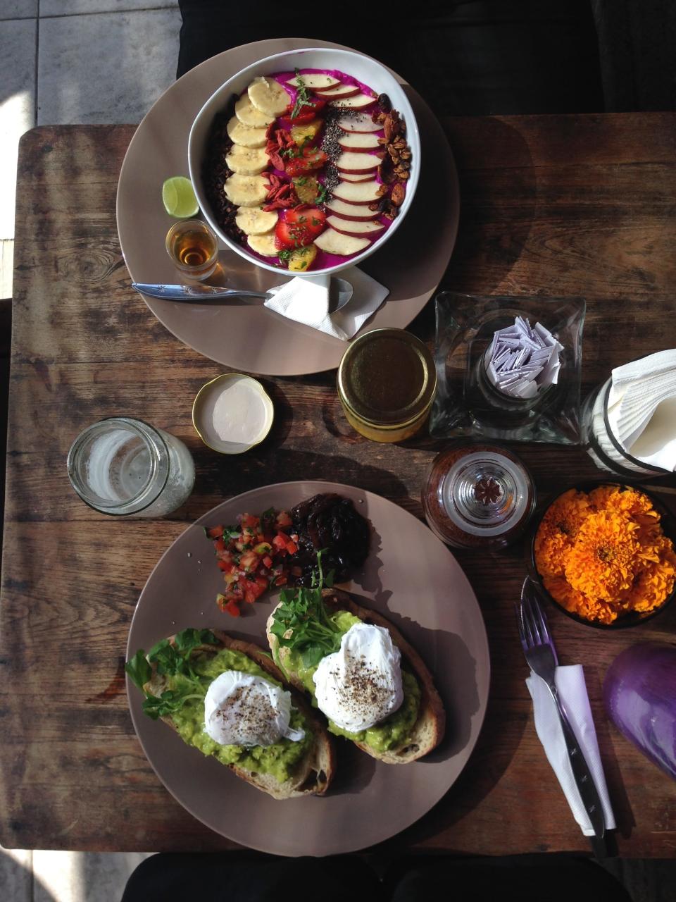 Breakfast at a cafe in Bali