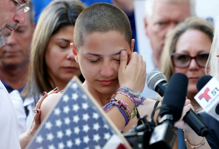 Emma Gonzalez, a Marjory Stoneman Douglas High School student who survived the shooting, gave an emotional speech naming politicians who receive money from the National Rifle Association gun lobbying group