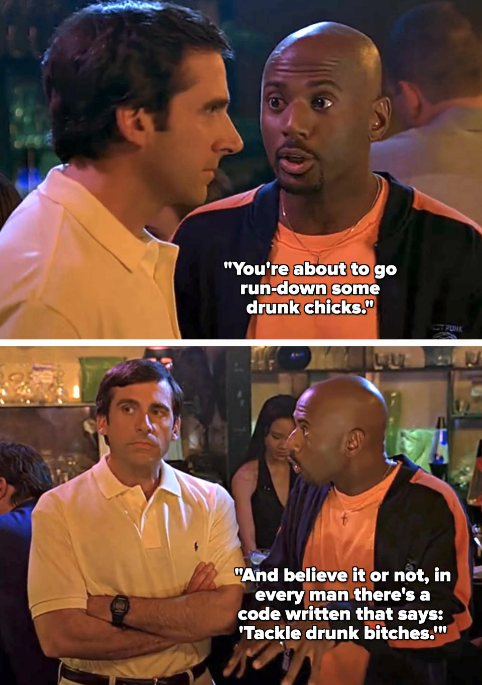 Steve Carell and Romany Malco in "The 40-Year-Old Virgin"